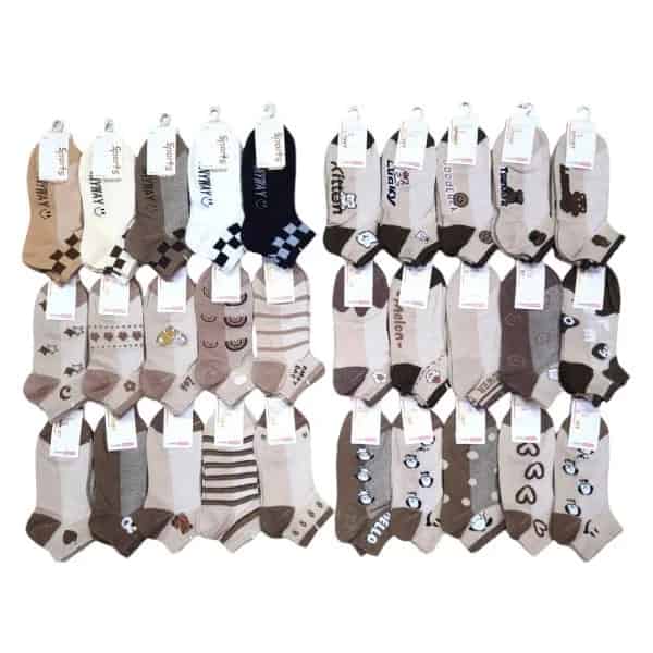 ถุงเท้าข้อสั้น (1*10) คละลาย (สีน้ำตาล)(B-2906)