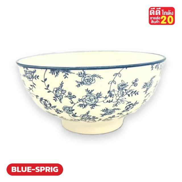 ลายครามดอกเล็กเต็มใบ รหัสลาย BLUE-SPRIG