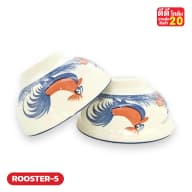 ตราไก่ตัวส้มหางครามพลิ้ว (ขอบคราม) รหัสลาย ROOSTER-5