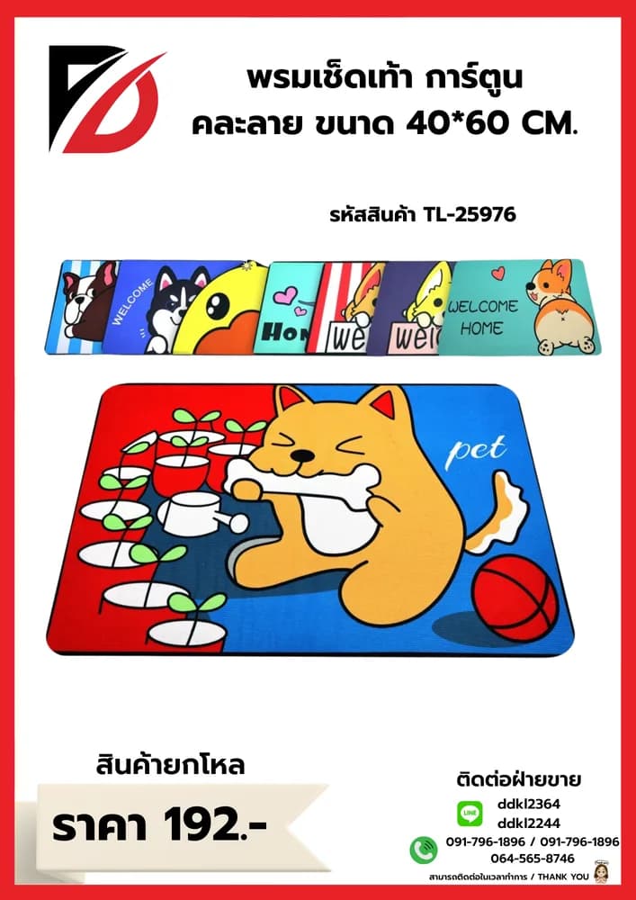 พรมเช็ดเท้า คละสี/คละลาย (ขนาด 40*60cm.) 1