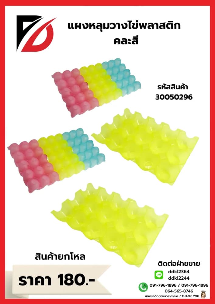 แผงหลุมวางไข่พลาสติก (คละสี) 1